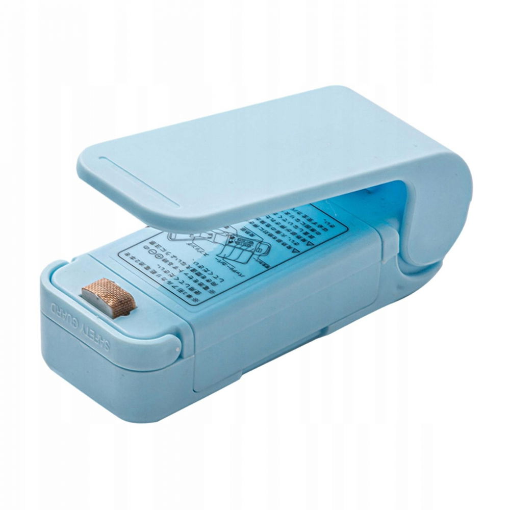Mini aparat de sigilat pungi cu baterii, etansare prin caldura, spate magnetic, portabil, 9.7x3 cm, albastru [1]