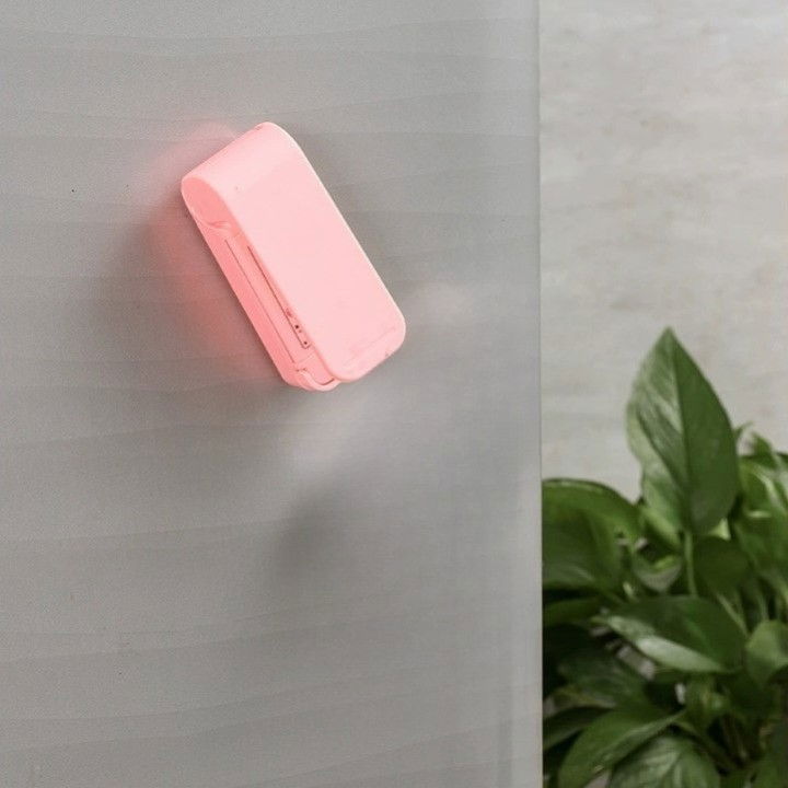 Mini aparat de sigilat pungi cu baterii, etansare prin caldura, spate magnetic, portabil, 9.7x3 cm, roz [2]