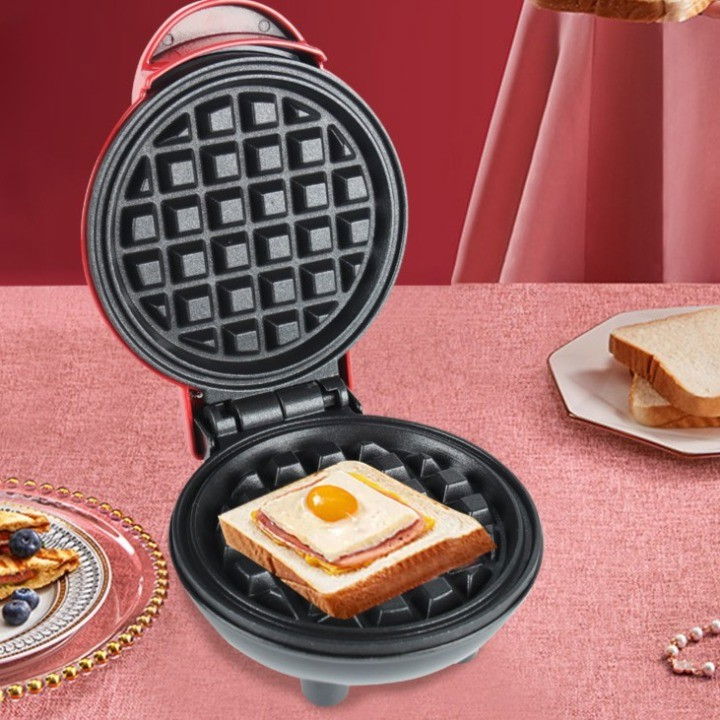 Mini aparat de vafe, multifunctional, pentru casa si calatorii, compact, usor de transportat si depozitat, 18x14.5x9.3 cm, rosu [2]