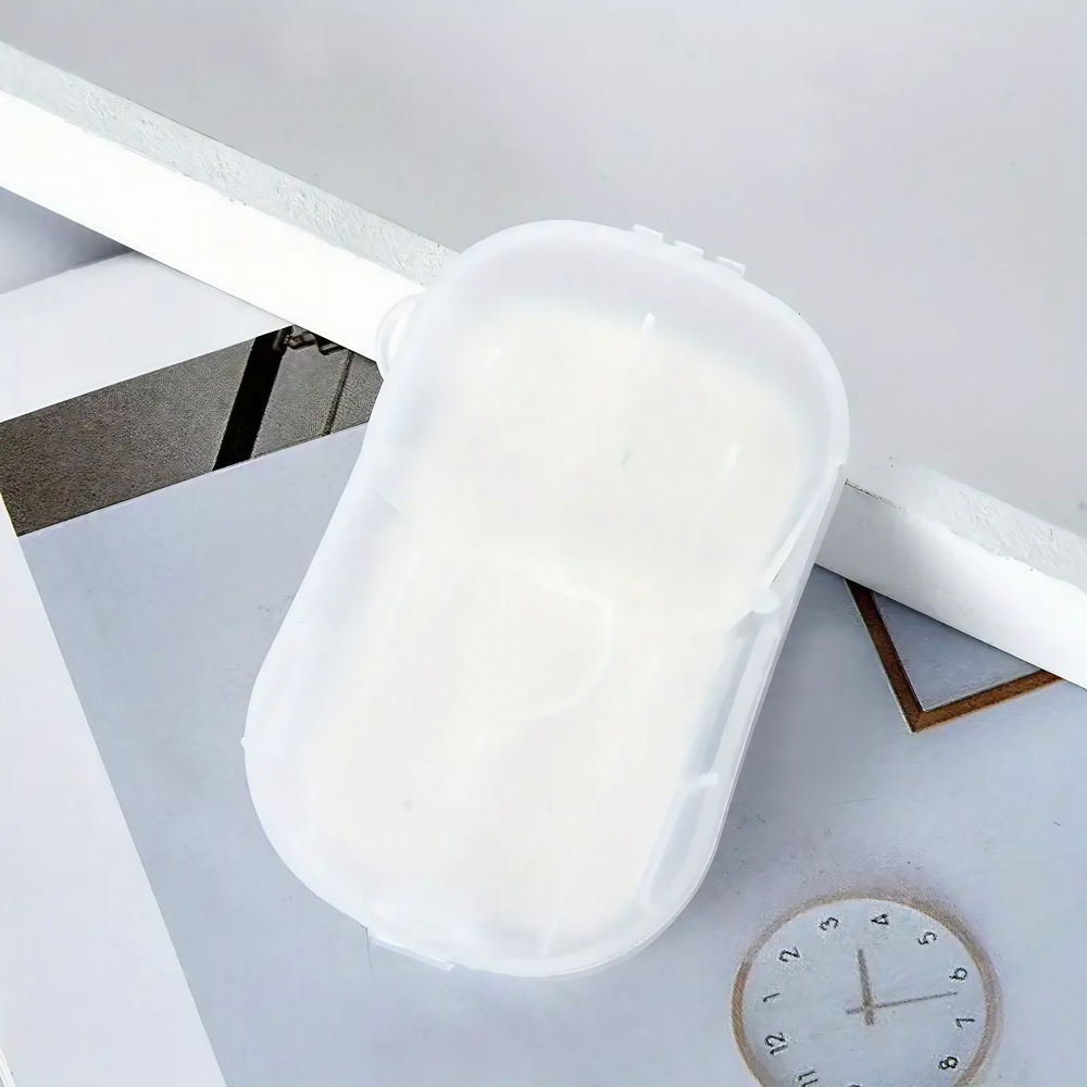 Mini cutie de sapun din hartie, de unica folosinta, portabila, potrivit pentru calatorii, 20 buc, alb [8]