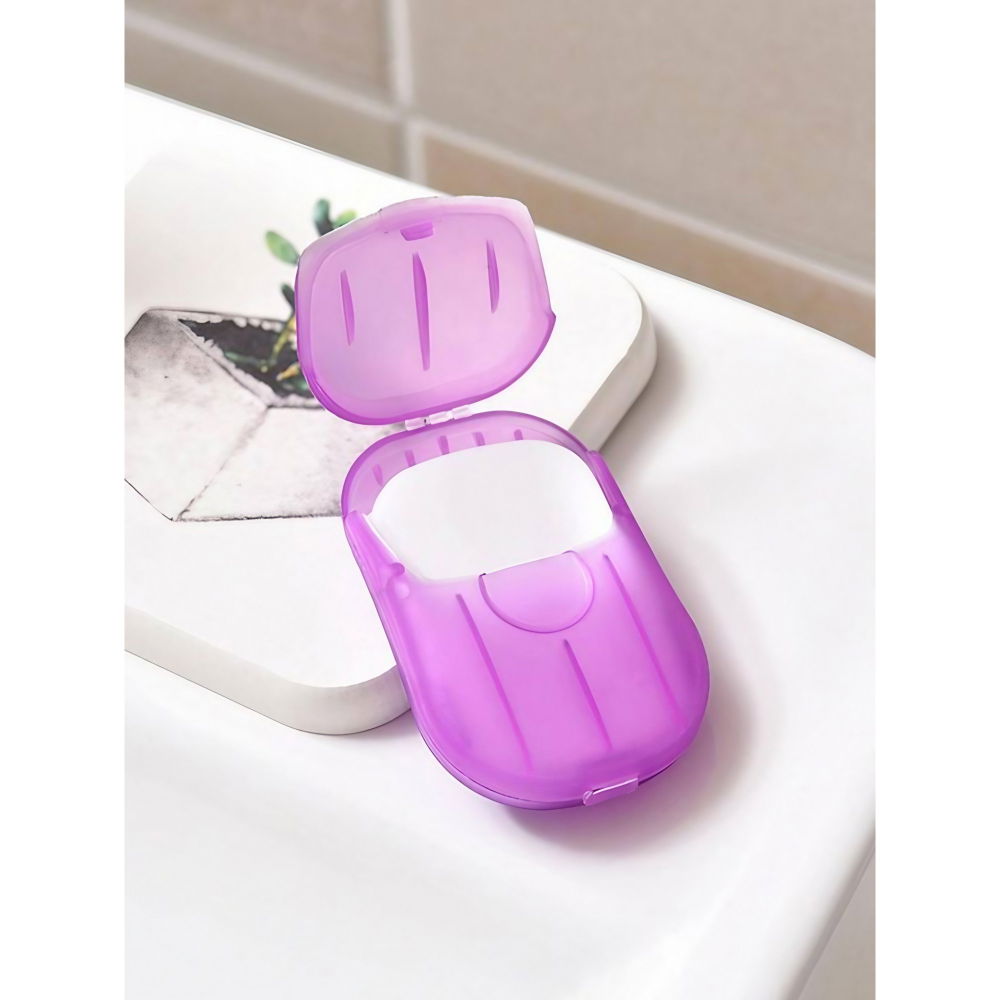 Mini cutie de sapun din hartie, de unica folosinta, portabila, potrivit pentru calatorii, 20 buc, roz [2]