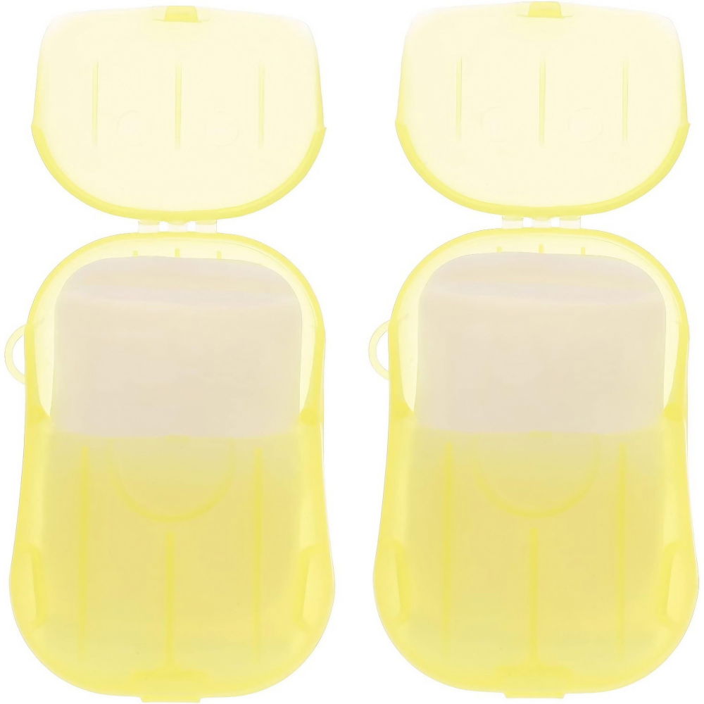 Mini cutie de sapun din hartie, de unica folosinta, portabila, potrivit pentru calatorii, 20 foite, galben [2]
