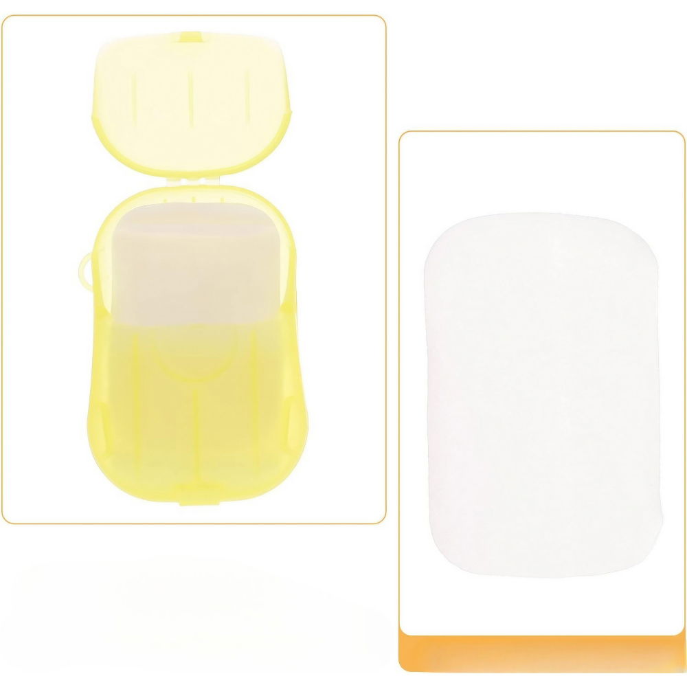 Mini cutie de sapun din hartie, de unica folosinta, portabila, potrivit pentru calatorii, 20 foite, galben [5]