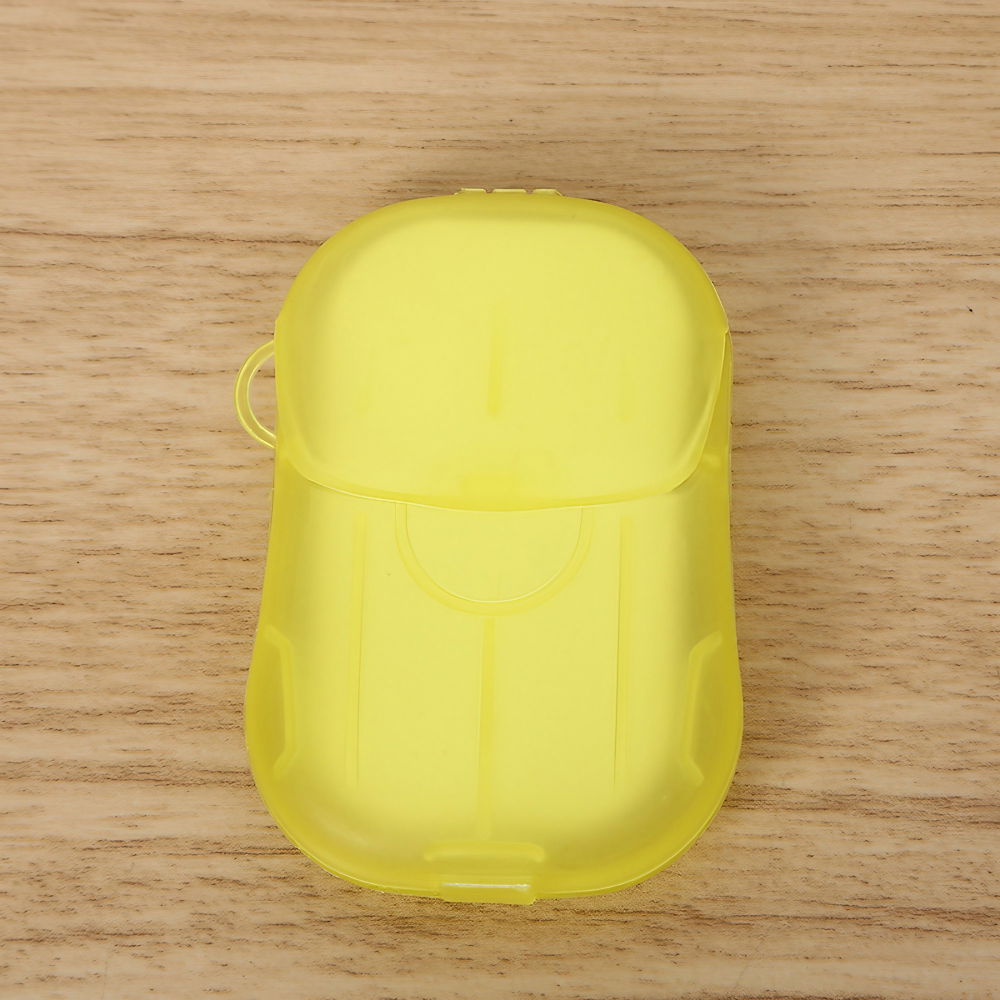 Mini cutie de sapun din hartie, de unica folosinta, portabila, potrivit pentru calatorii, 20 foite, galben [8]