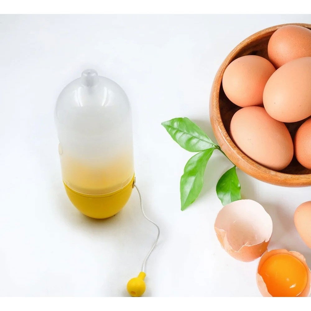 Mini shaker manual pentru oua, pentru galbenusuri si albusuri, mixer amestecare, 15x6 cm, galben [5]