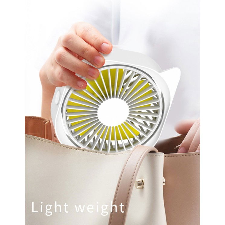 Mini ventilator pentru birou cu usb, rotire 360 grade, 3 viteze, 13.5 x 12,8 cm, alb [4]
