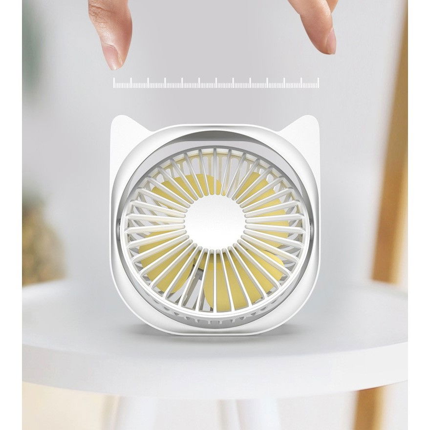 Mini ventilator pentru birou cu usb, rotire 360 grade, 3 viteze, 13.5 x 12,8 cm, alb [5]