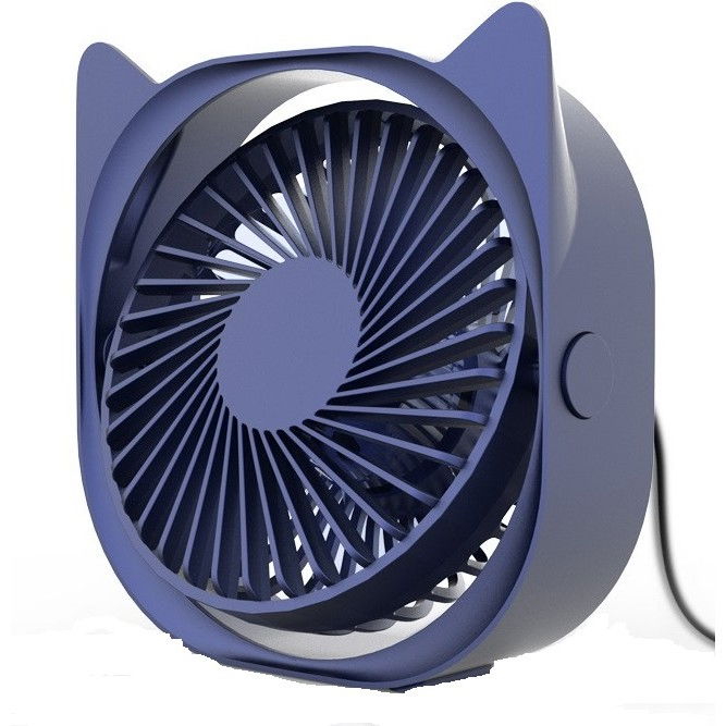 Mini ventilator pentru birou cu usb, rotire 360 grade, 3 viteze, 13.5 x 12,8 cm, albastru [1]