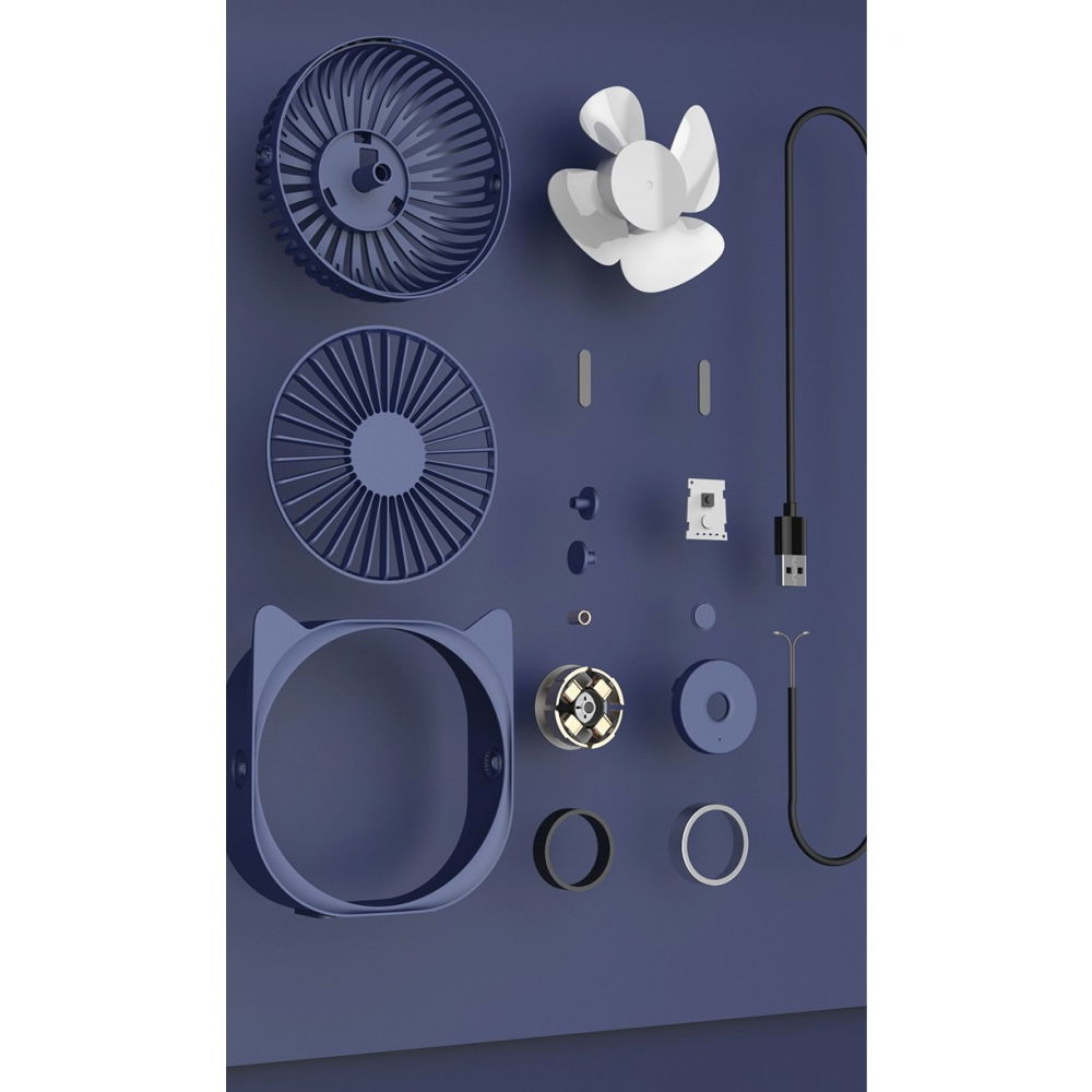 Mini ventilator pentru birou cu usb, rotire 360 grade, 3 viteze, 13.5 x 12,8 cm, albastru [4]