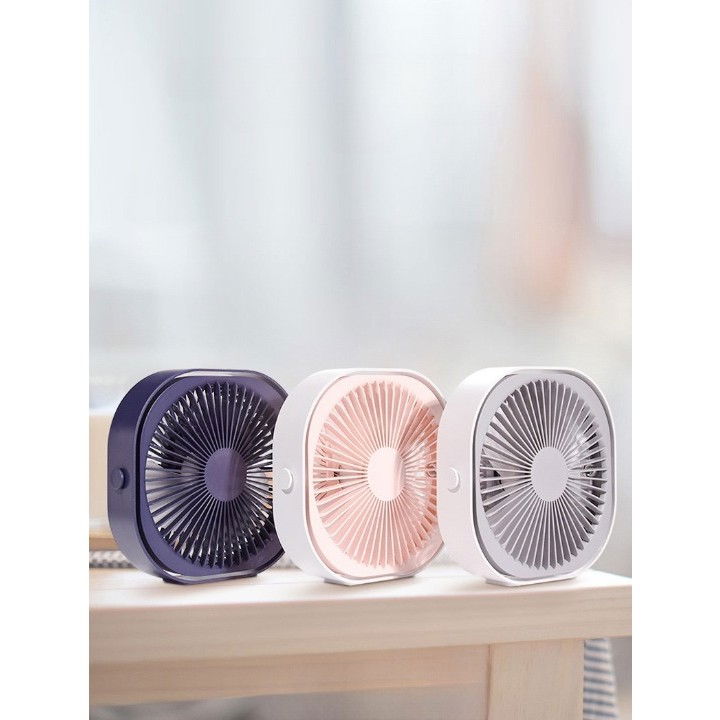 Mini ventilator pentru birou cu usb, rotire 360 grade, 3 viteze, 1500 ma, 13.5 x 12,8, albastru [4]