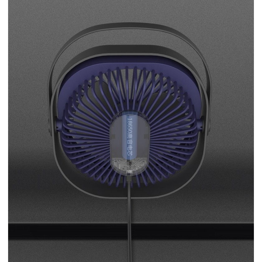 Mini ventilator pentru birou cu usb, rotire 360 grade, 3 viteze, 1500 ma, 13.5 x 12,8, albastru [3]