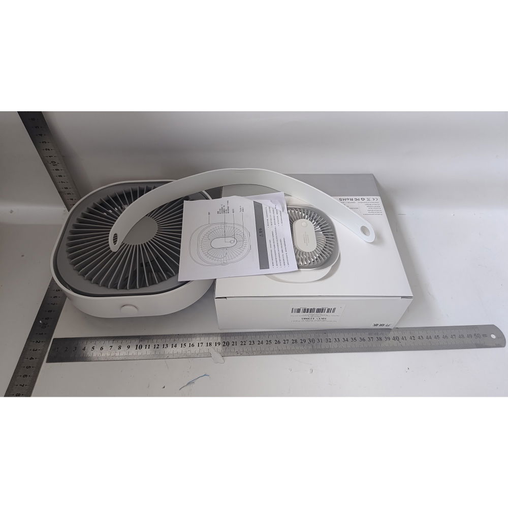 Mini ventilator pentru birou cu usb, rotire 360 grade, 3 viteze, 4000 ma, 13.5 x 12,8, gri [9]