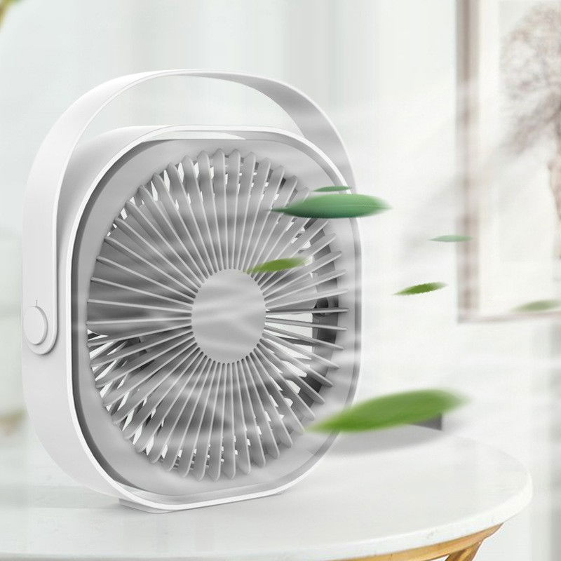 Mini ventilator pentru birou cu usb, rotire 360 grade, 3 viteze, 4000 ma, 13.5 x 12,8, gri [7]