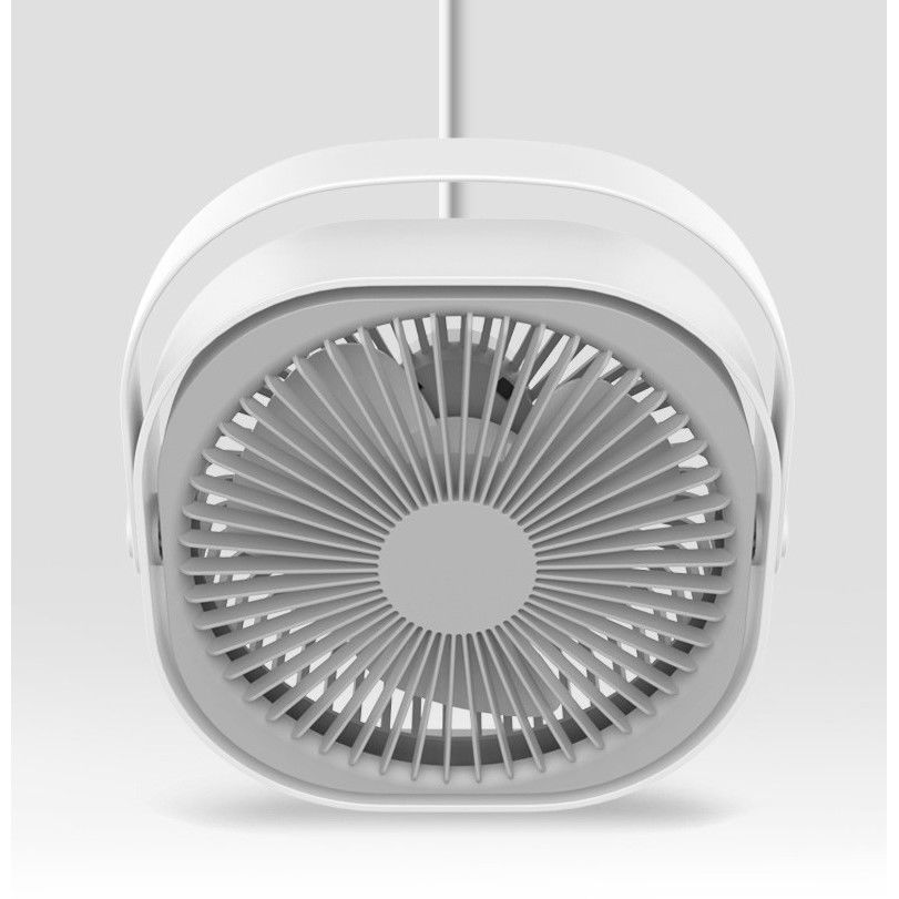 Mini ventilator pentru birou cu usb, rotire 360 grade, 3 viteze, 4000 ma, 13.5 x 12,8, gri [5]