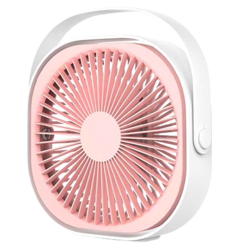 Mini ventilator pentru birou cu usb, rotire 360 grade, 3 viteze, 4000 ma, 13.5 x 12,8, roz [1]