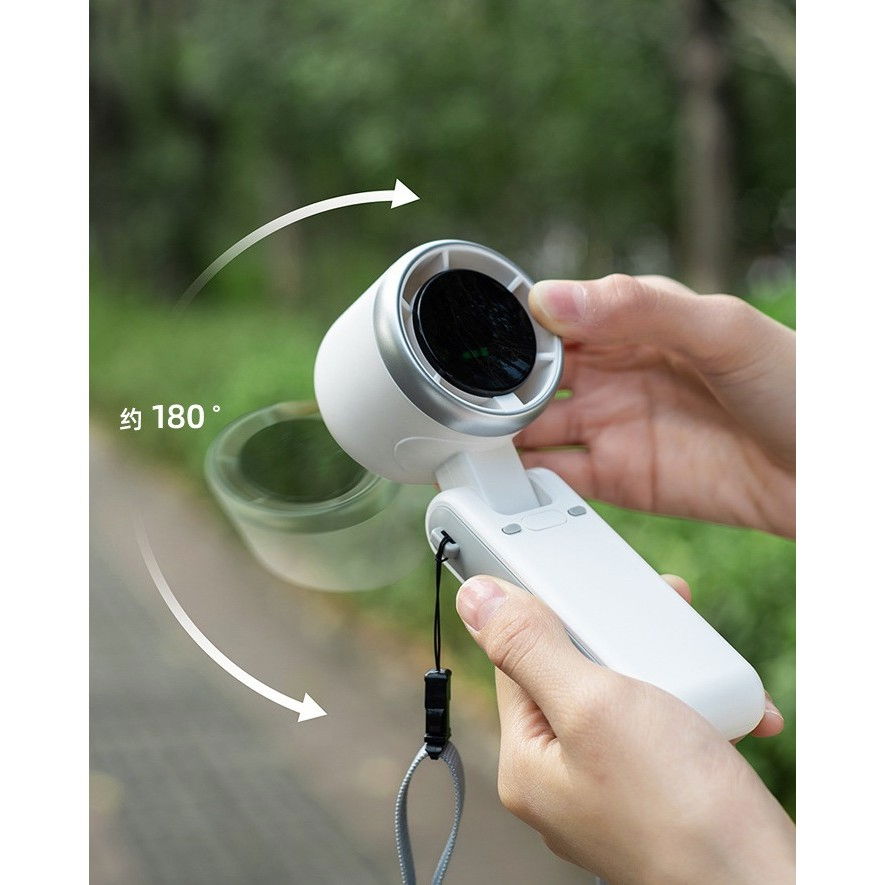 Mini ventilator portabil, 5 trepte de viteza, afisaj digital, incarcare usb, 5v, 2a, 5.95 x 5.2 x 17.2 cm, alb [6]