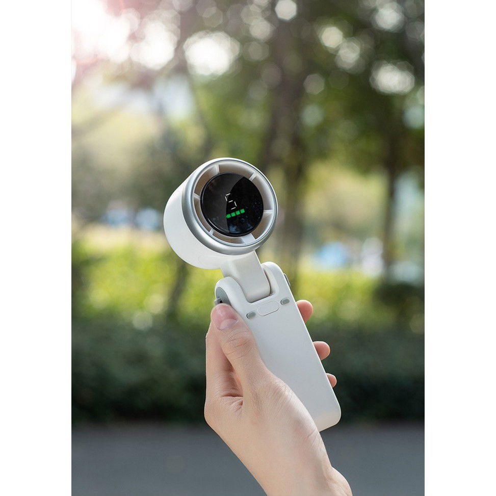 Mini ventilator portabil, 5 trepte de viteza, afisaj digital, incarcare usb, 5v, 2a, 5.95 x 5.2 x 17.2 cm, verde [6]