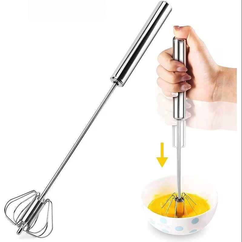 Mixer manual, pentru oua smantana frisca aluat, maner otel inoxidabil, usor de utilizat si depozitat, 29 x 7 cm, argintiu [6]