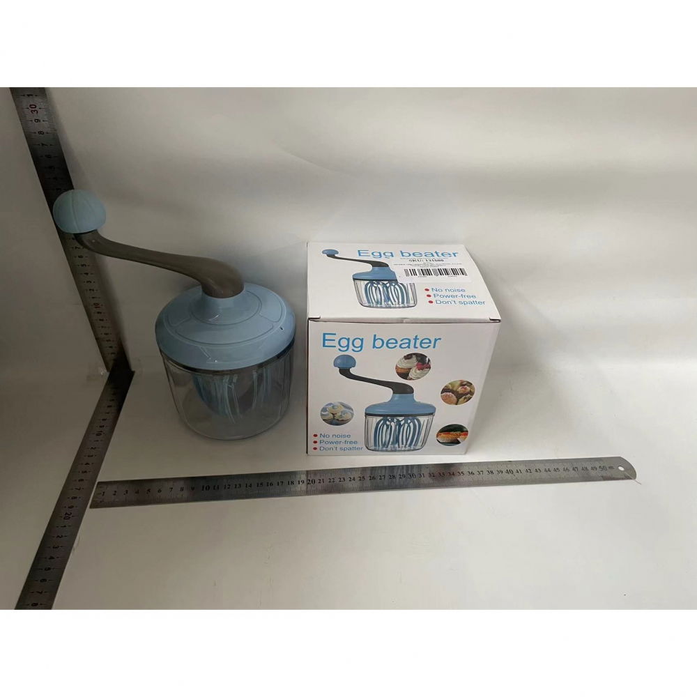 Mixer manual, pentru oua smantana frisca aluat, maner plastic, usor de utilizat si depozitat, bol transparent, 24.5 x 11.5 cm albastru [2]