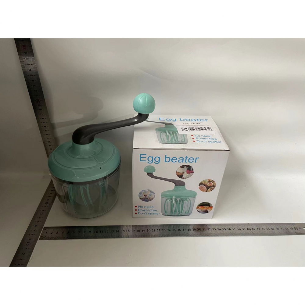 Mixer manual, pentru oua smantana frisca aluat, maner plastic, usor de utilizat si depozitat, bol transparent, 24.5 x 11.5 cm verde [6]