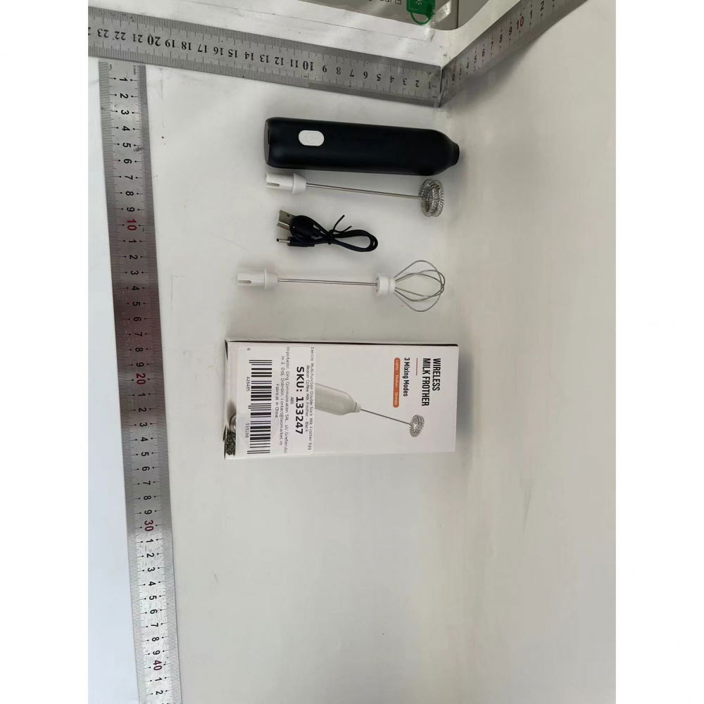 Mixer spuma lapte, electric cu incarcare usb, bauturi calde/reci, maner izolat termic, otel inoxidabil, pentru latte, ciocolata calda, cappuccino, frappe, usor de folosit, 2 accesorii, negru [3]