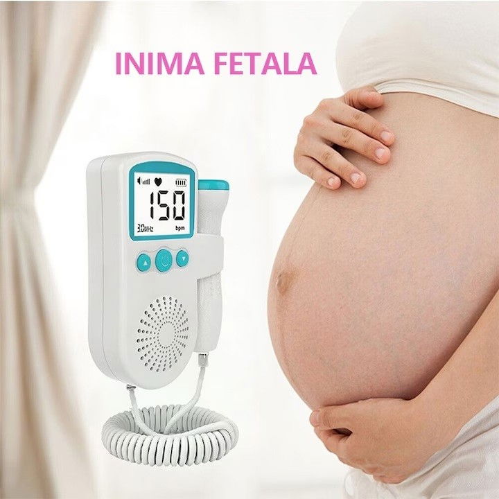 Monitor fetal doppler, monitorizare sarcina, ritm cardiac, ecran lcd 4.5 cm, 2 x baterii aa (neincluse), portabil, din abs, 12.8 x 9.6 x 3 cm, utilizare de la 9 saptamani, verde [6]