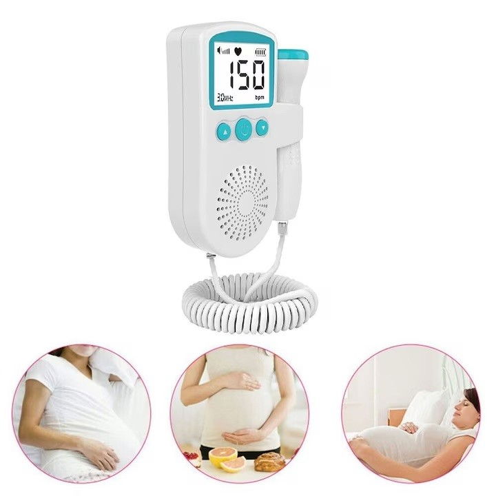 Monitor fetal doppler, monitorizare sarcina, ritm cardiac, ecran lcd 4.5 cm, 2 x baterii aa (neincluse), portabil, din abs, 12.8 x 9.6 x 3 cm, utilizare de la 9 saptamani, verde [4]