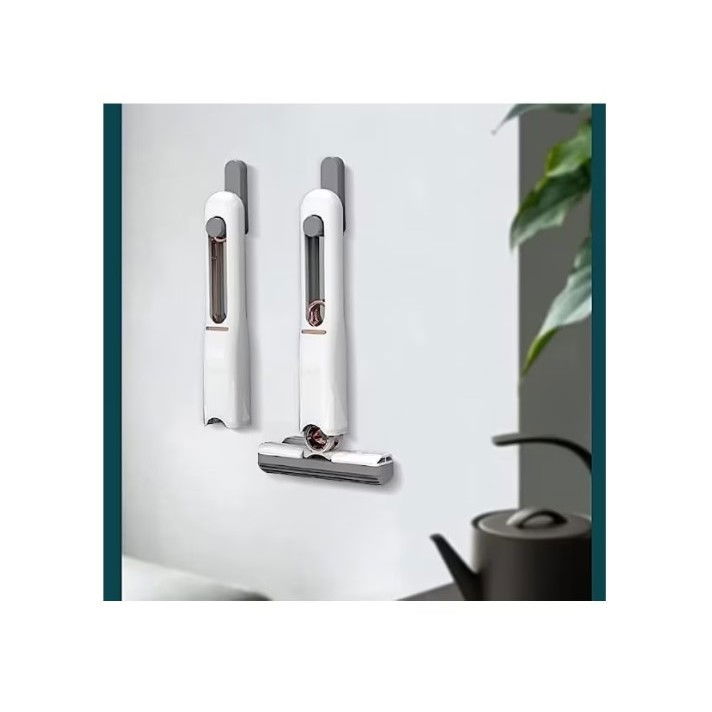 Mop de mana mini-portabil, cu sistem de stoarcere, dispozitiv de curatat manual, cu burete absorbant, din pva, 29.5 x 15.5 cm, 2 rezerve, alb [2]