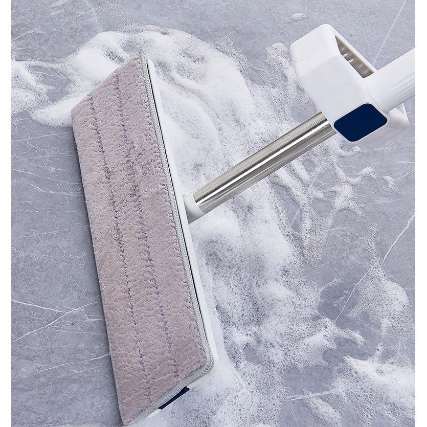 Mop plat, cu galeata pliabila, 2 rezerve din microfibra, 127 cm tija telescopica, utilizare umeda/uscata, recipient lichid, gri [6]