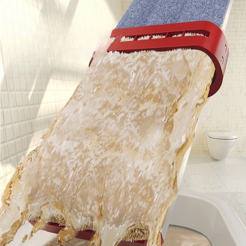 Mop plat cu laveta din microfibra, pentru uz casnic, cu 2 lavete incluse, sistem de stoarcere, tija telescopica 130 cm, rotire 360°, 42 x 130 cm, rosu [6]