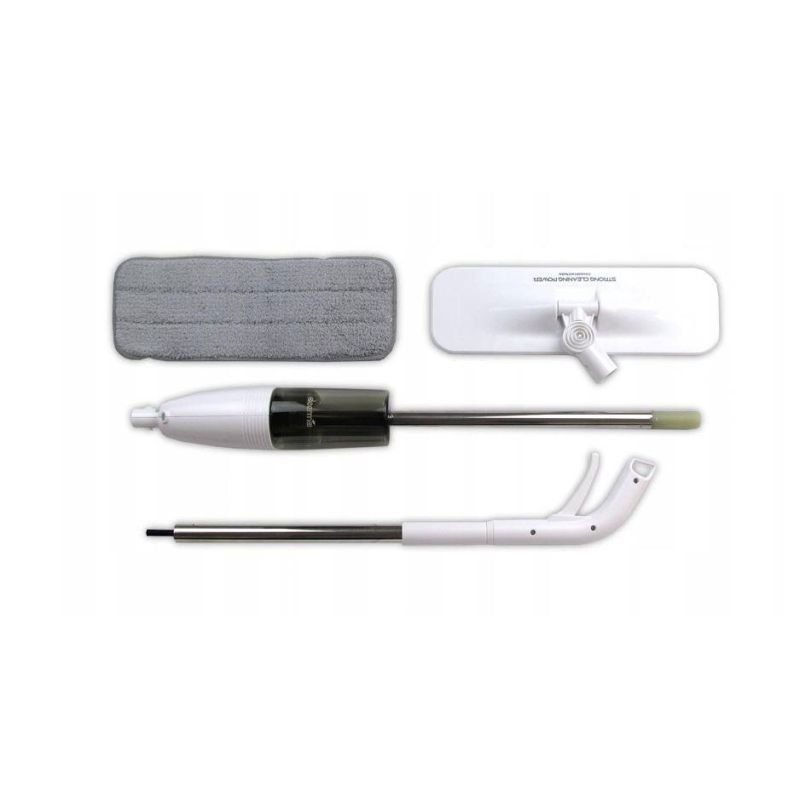 Mop plat, cu pulverizator, pentru uz casnic, plastic, rezerva de mop din microfibra, 125x40 cm, alb/negru [6]