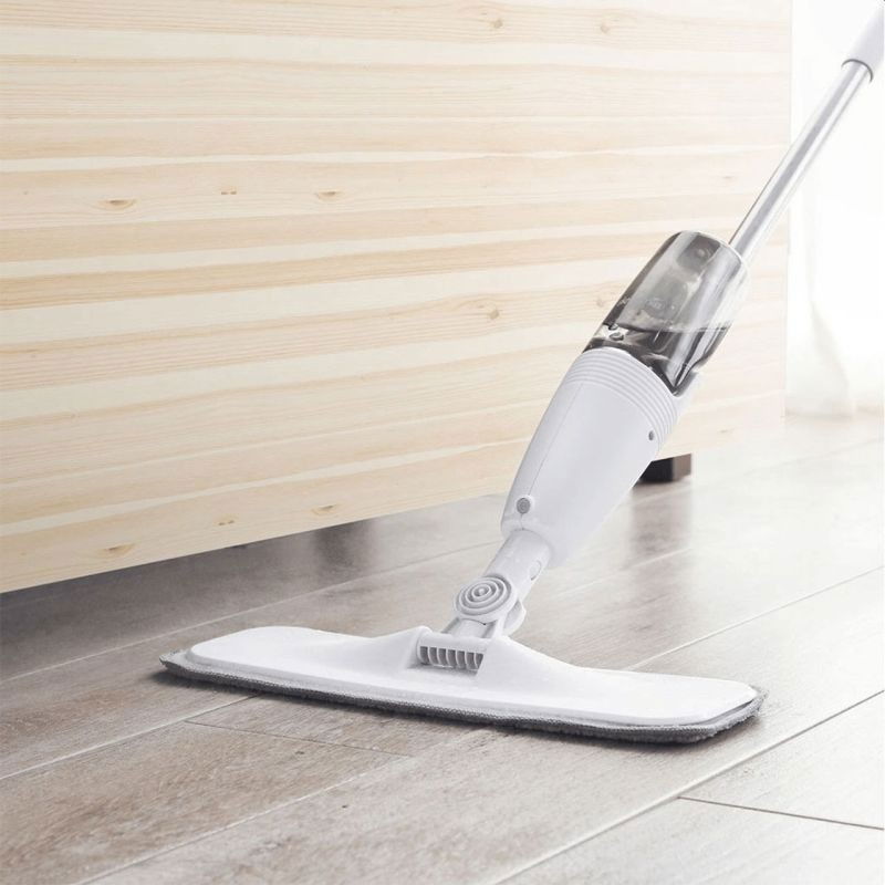 Mop plat, cu pulverizator, pentru uz casnic, plastic, rezerva de mop din microfibra, 125x40 cm, alb/negru [3]