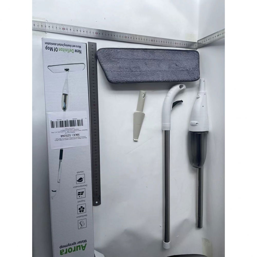 Mop plat, cu pulverizator, pentru uz casnic, plastic, rezerva de mop din microfibra, 125x40 cm, alb/negru [7]