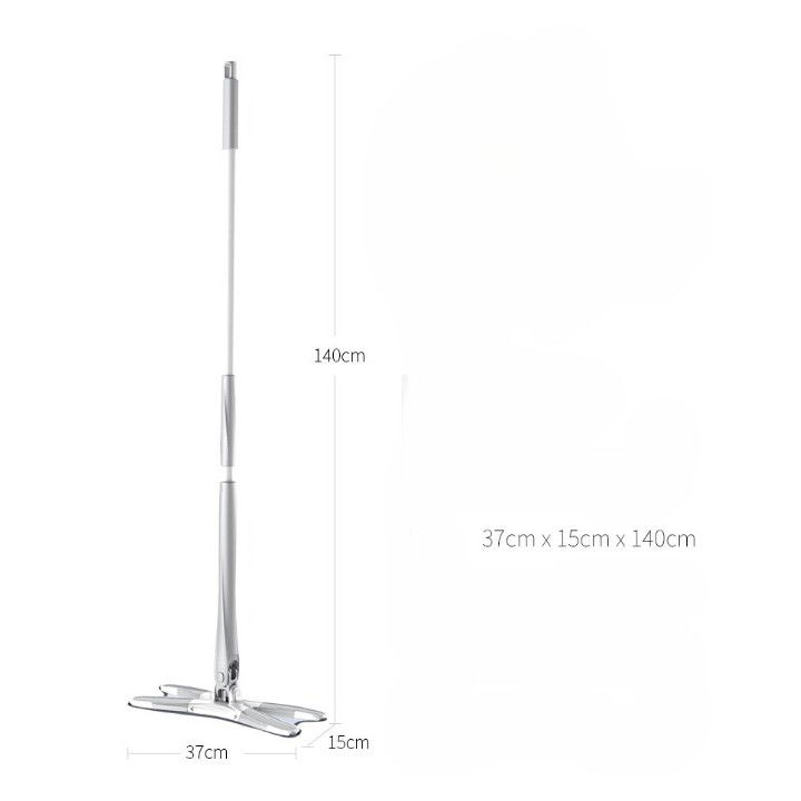 Mop plat, cu sistem de stoarcere, 2 lavete incluse, lungime telescopica 140 cm, argintiu [5]