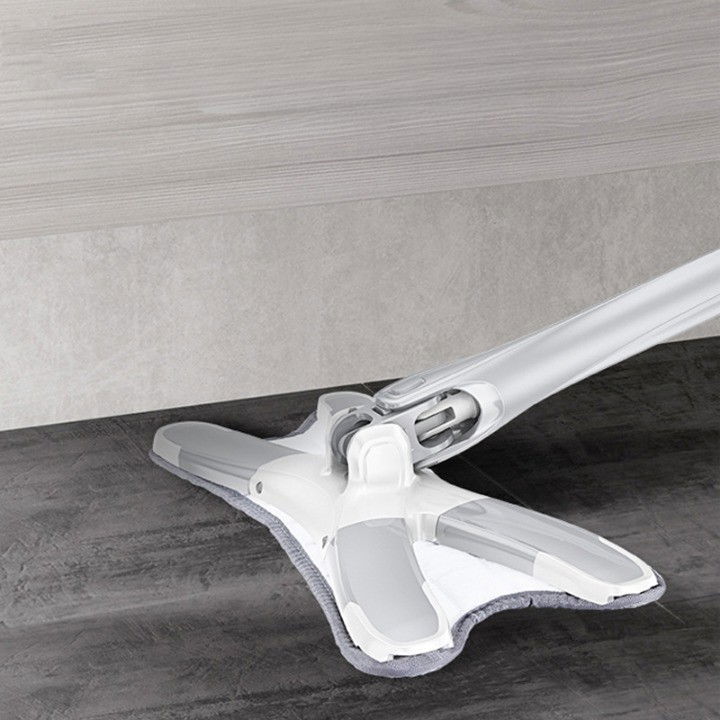 Mop plat, cu sistem de stoarcere, 2 lavete incluse, lungime telescopica 140 cm, argintiu [2]