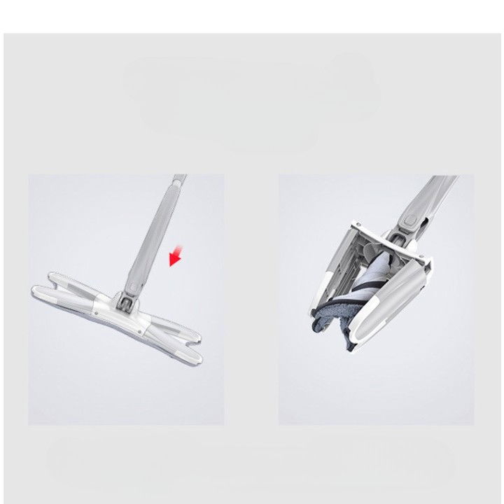 Mop plat, cu sistem de stoarcere, 2 lavete incluse, lungime telescopica 140 cm, argintiu [6]