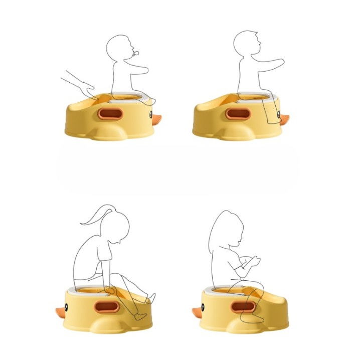 Olita pentru copii, +1an, portabila, design ratusca, model prietenos, non-toxic, compartiment detasabil, cu maner, usor de curatat, galben [11]