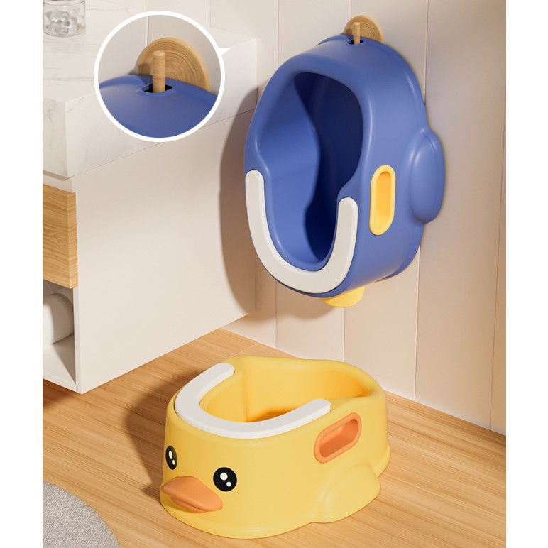 Olita pentru copii, +1an, portabila, design ratusca, model prietenos, non-toxic, compartiment detasabil, cu maner, usor de curatat, galben [7]