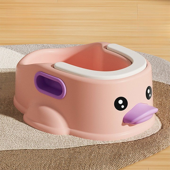 Olita pentru copii, +1an, portabila, design ratusca, model prietenos, non-toxic, compartiment detasabil, cu maner, usor de curatat, roz [3]