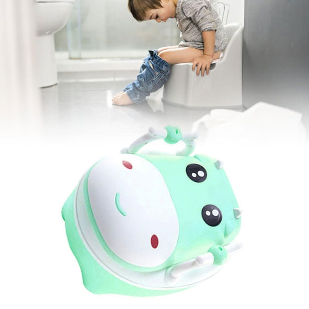 Olita pentru copii, +1an, portabila, design vacuta cu capac, model prietenos, non-toxic, cu manere, compartiment detasabil, perie inclusa, usor de curatat, verde [4]