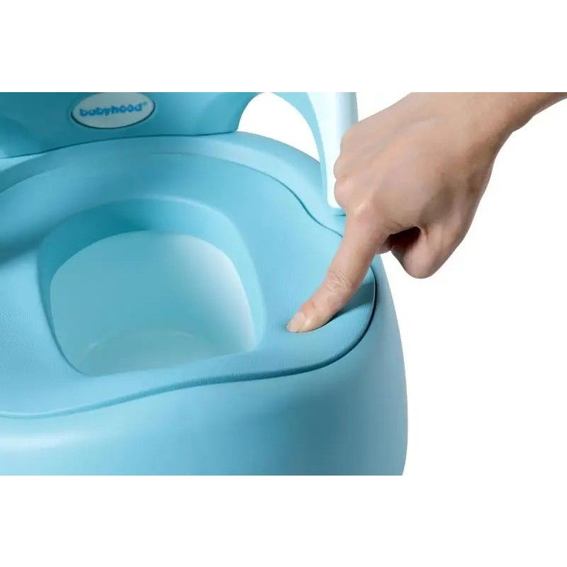 Olita pentru copii, +6 luni, detasabila, cu capac, antiderapanta, din plastic, colac moale, model ratusca, 38x32x30 cm, albastru [3]
