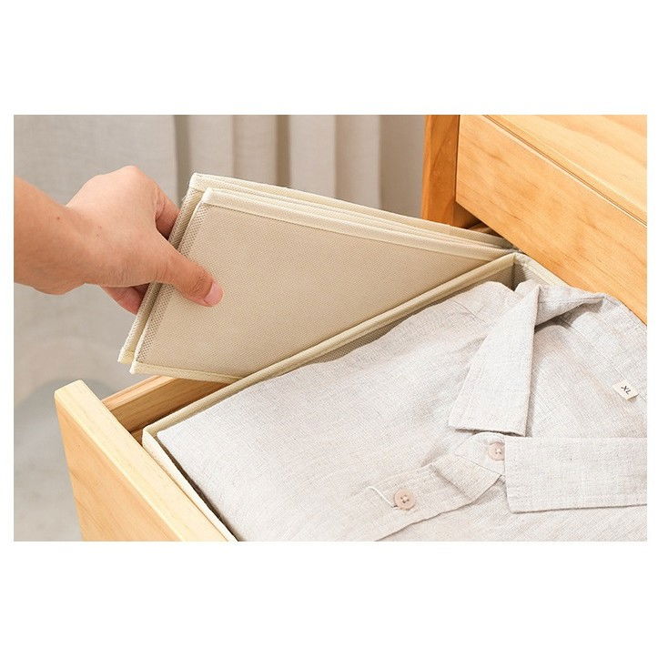 Organizator pentru sertar, 3 marimi, pentru lenjerie, tricouri, sosete, 6 piese, pliabil, stivuibil, din tesatura, alb [8]