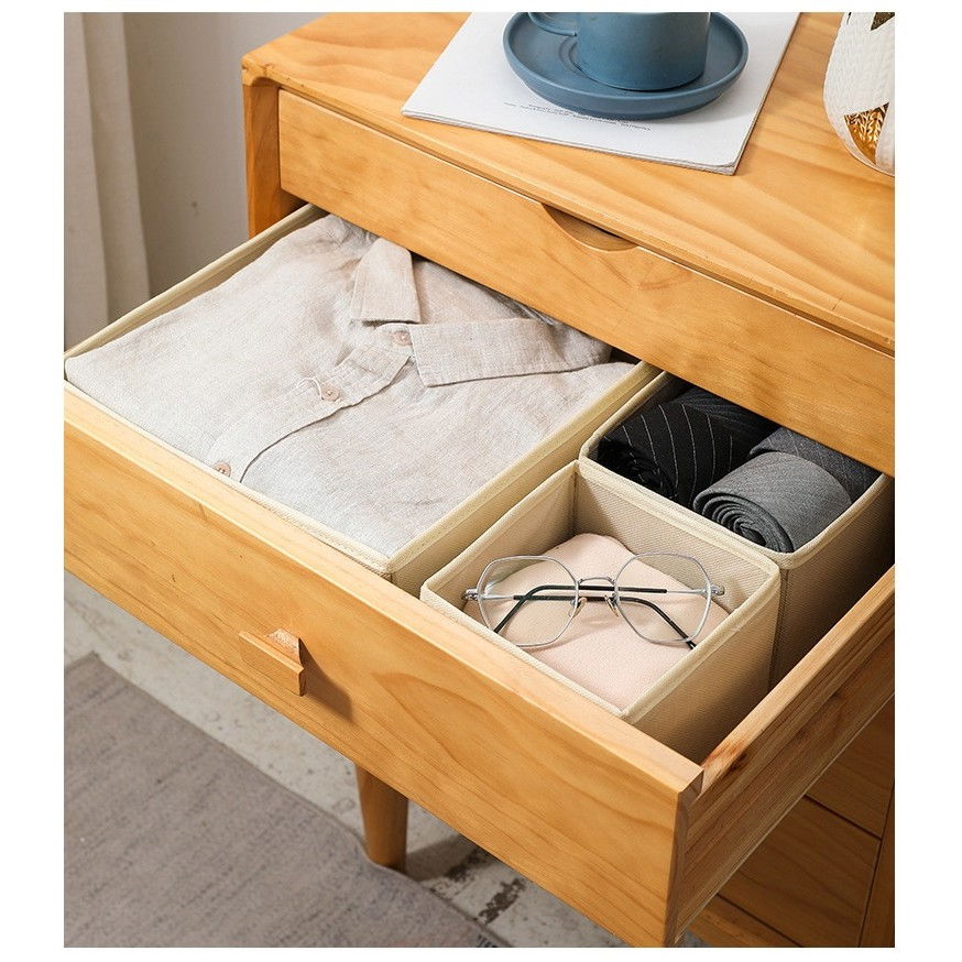 Organizator pentru sertar, 3 marimi, pentru lenjerie, tricouri, sosete, 6 piese, pliabil, stivuibil, din tesatura, gri [5]