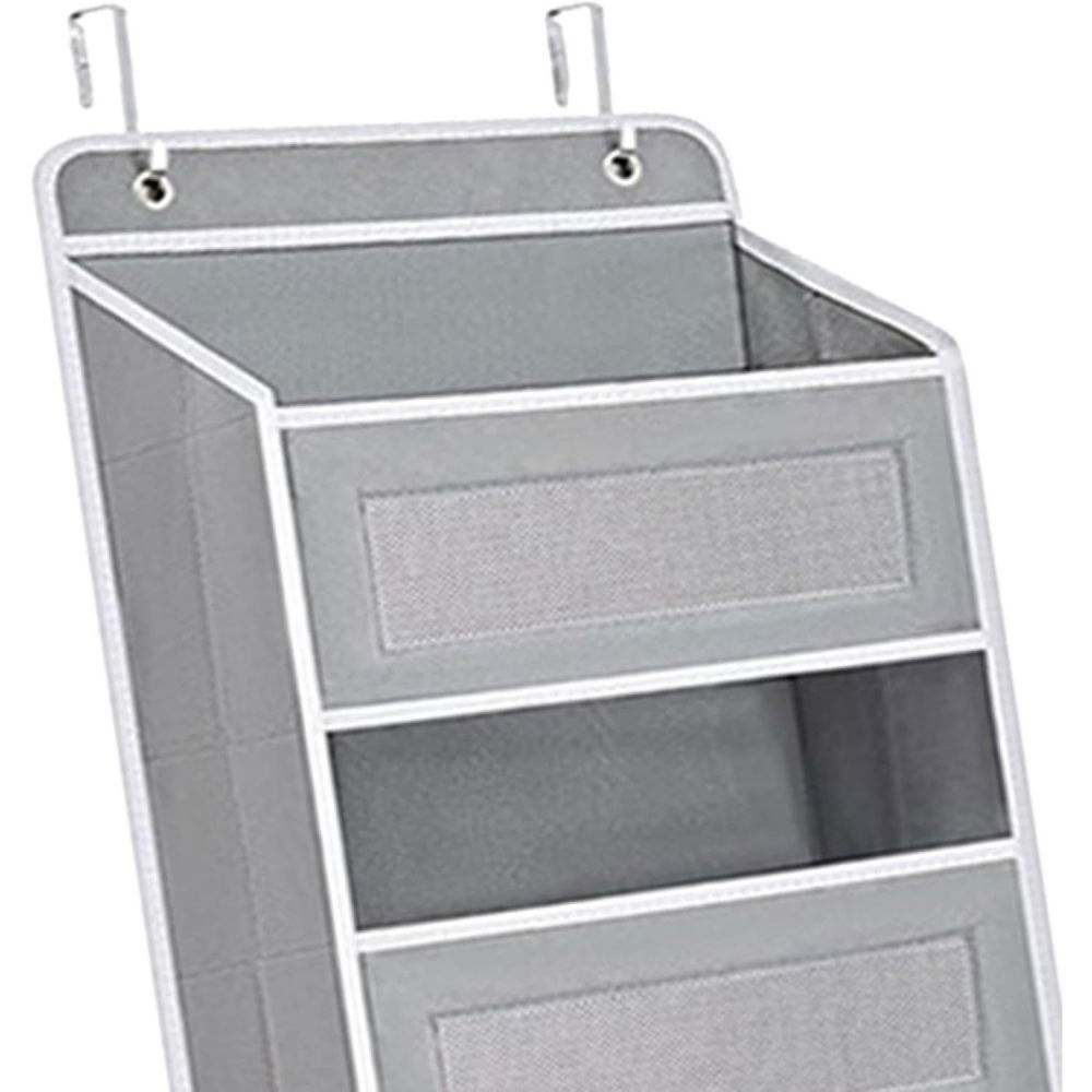 Organizator suspendat pentru usi, din nailon si plasa, baza de carton ingrosat, 5 buzunare principale + 5 buzunare laterale, 146 x 40 x 17 cm, 2 carlige incluse, gri [2]