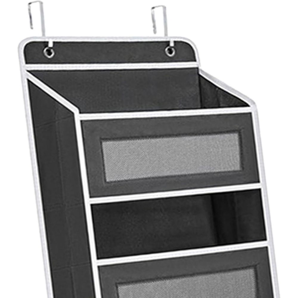 Organizator suspendat pentru usi, din nailon si plasa, baza de carton ingrosat, 5 buzunare principale + 5 buzunare laterale, 146 x 40 x 17 cm, 2 carlige incluse, negru [2]