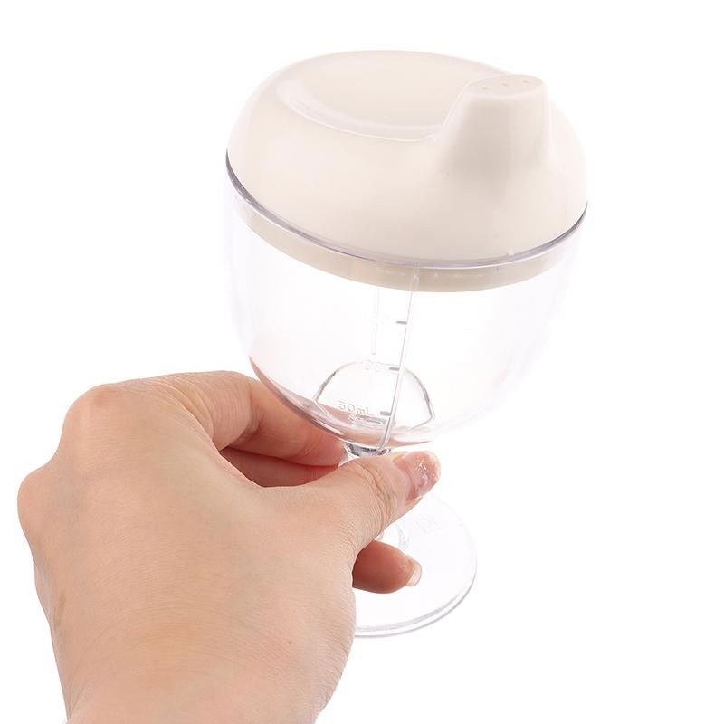 Pahar din plastic transparent cu picior, pentru copii, 14 x 7.7 cm, cu cioc antiscurgere, + 3 ani, fara maner, alb [2]