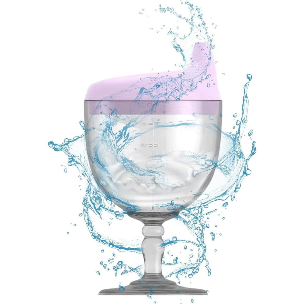 Pahar din plastic transparent cu picior, pentru copii, 14 x 7.7 cm, cu cioc antiscurgere, + 3 ani, fara maner, mov [2]