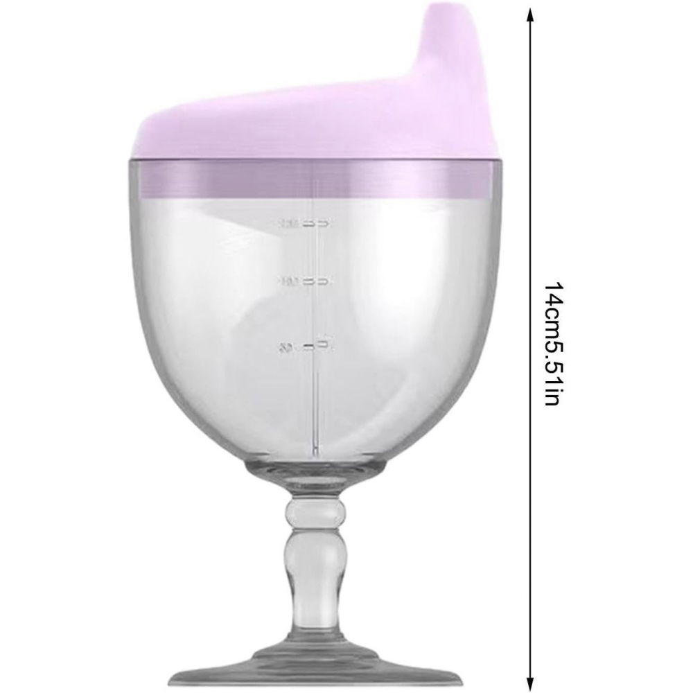 Pahar din plastic transparent cu picior, pentru copii, 14 x 7.7 cm, cu cioc antiscurgere, + 3 ani, fara maner, mov [3]