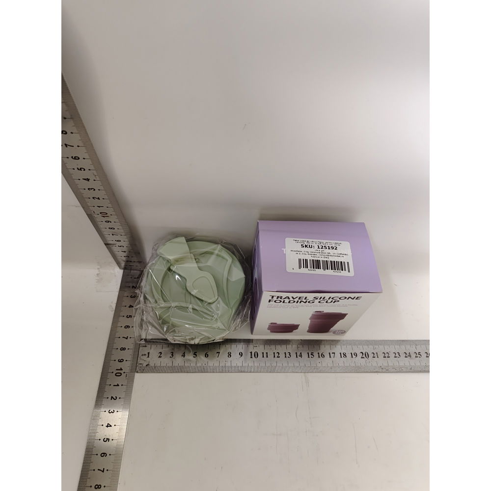 Pahar pliabil din silicon  pentru calatorii, camping, 350 ml,  8.2x6.3x9.1 cm, verde [9]