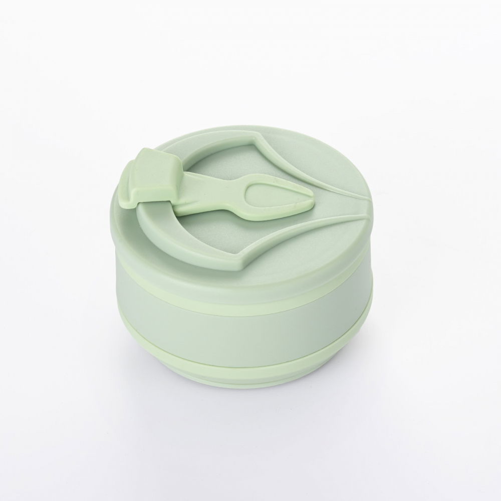 Pahar pliabil din silicon  pentru calatorii, camping, 350 ml,  8.2x6.3x9.1 cm, verde [7]